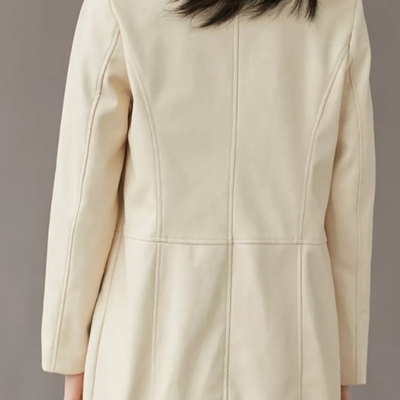 Urban Outfitters Tessa Trench Coat NWT Women’s XXL Ivory Vegan Leather Longline - Picture 15 of 17